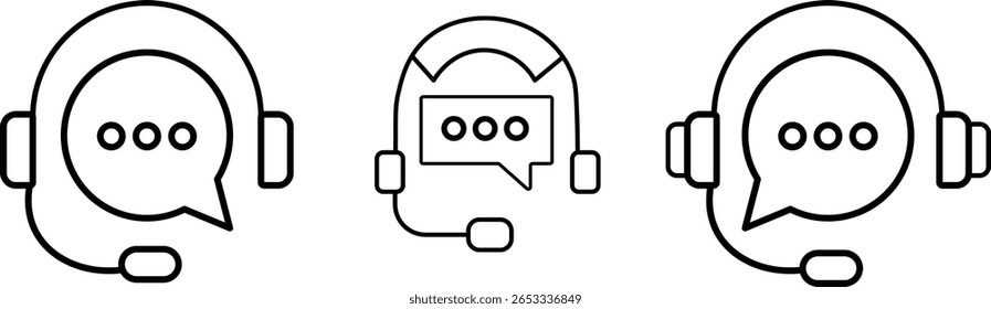 Ícone de suporte ao cliente. ícone de serviço ao cliente. Botão Contate o agente de suporte. Sinal de bate-papo de suporte ao cliente. atendimento ao cliente, call center, linha direta. Coleção de ícones Linha e Sólido