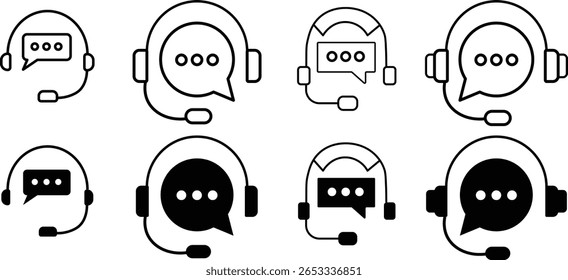 Customer support icon. customer service icon. Contact support agent button. Customer support chat sign. customer service, call center, hotline. Line and Solid icon collection