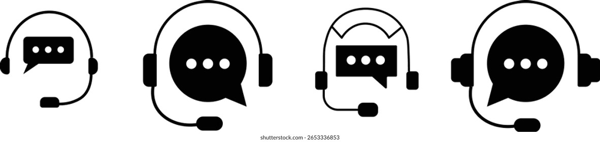Ícone de suporte ao cliente. ícone de serviço ao cliente. Botão Contate o agente de suporte. Sinal de bate-papo de suporte ao cliente. atendimento ao cliente, call center, linha direta. Coleção de ícones Linha e Sólido