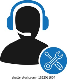 Icono de asistencia al cliente. Vector de icono de servicio al cliente (versión azul)