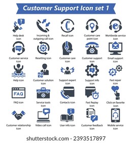 Juego de iconos de asistencia al cliente 1, gráficos vectoriales