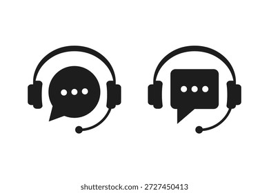 Customer support icon set. Call center sign. Customer service icon. Operator message icon. Headphone symbol