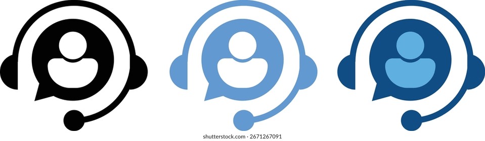 customer support icon set.  support and communication concept. Call center sign. Operator message icon. Headphone symbol
