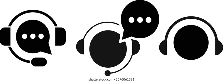 customer support icon set.  support and communication concept. Call center sign. Operator message icon. Headphone symbol
