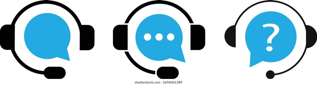 customer support icon set.  support and communication concept. Call center sign. Operator message icon. Headphone symbol
