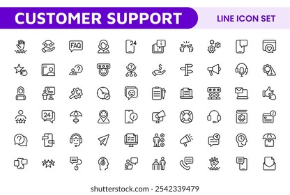 Customer Support Icon Set. Engaging and clear icons for enhancing user assistance, perfect for help centers, chat interfaces, and service platforms to streamline communication.