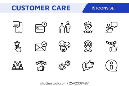 Conjunto de iconos de Asistencia al cliente. Iconos atractivos y claros para mejorar la asistencia al usuario, perfectos para centros de ayuda, interfaces de chat y plataformas de servicio para agilizar la comunicación.