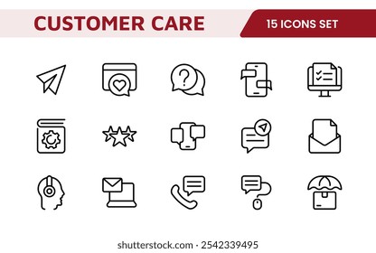 Customer Support Icon Set. Engaging and clear icons for enhancing user assistance, perfect for help centers, chat interfaces, and service platforms to streamline communication.