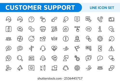 Customer Support Icon Set. Icons for enhancing user assistance, perfect for help centers, chat interfaces, and service platforms to streamline communication and improve user experience.