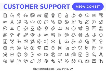 Customer Support Icon Set. Icons for enhancing user assistance, perfect for help centers, chat interfaces, and service platforms to streamline communication and improve user experience.