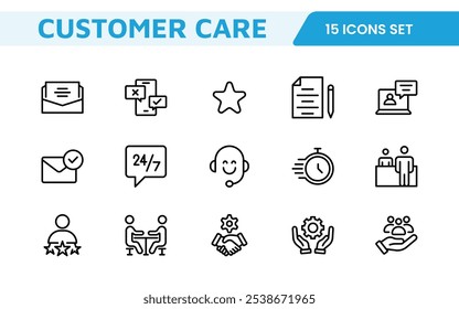 Customer Support Icon Set. Icons for enhancing user assistance, perfect for help centers, chat interfaces, and service platforms to streamline communication and improve user experience.