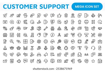 Customer Support Icon Set. Icons for enhancing user assistance, perfect for help centers, chat interfaces, and service platforms to streamline communication and improve user experience.