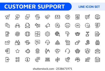 Customer Support Icon Set. Icons for enhancing user assistance, perfect for help centers, chat interfaces, and service platforms to streamline communication and improve user experience.