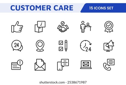 Customer Support Icon Set. Icons for enhancing user assistance, perfect for help centers, chat interfaces, and service platforms to streamline communication and improve user experience.