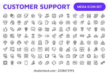 Customer Support Icon Set. Icons for enhancing user assistance, perfect for help centers, chat interfaces, and service platforms to streamline communication and improve user experience.