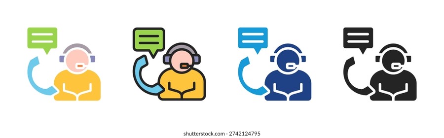 Customer Support icon set multiple style collection