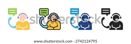 Customer Support icon set multiple style collection