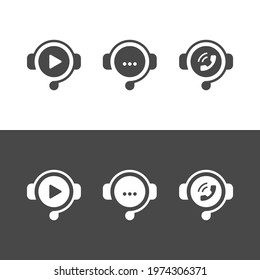 Customer support icon set. Sales support symbols. Call center signs. 
Remote support line icons.