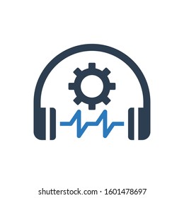 Customer Support Icon With Settings and Headphone Symbol vector
