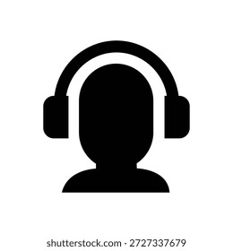 Ícone de suporte ao cliente mostrando uma pessoa usando um headset representando comunicação de serviço de call center e assistência on-line