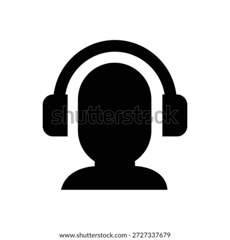 Customer support icon showing a person wearing a headset representing call center service communication and online assistance