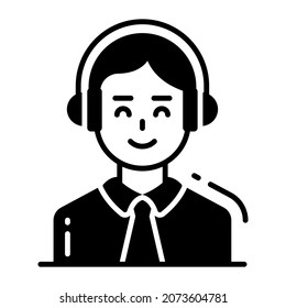 Customer Support icon, single avatar vector illustration