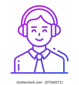 Customer Support icon, single avatar vector illustration