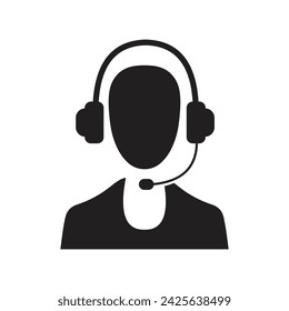 Customer support icon. women. customer service agent with headset. isolated white background