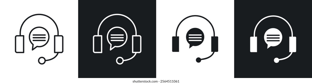 Customer support icons collection in black filled and line style.