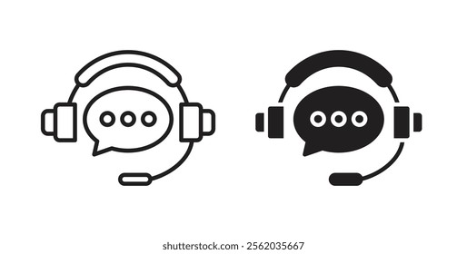 Customer support icons in flat and line style set.