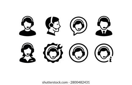 Customer support icons with headset and gear.