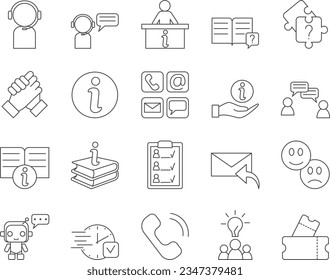 Customer Support Icons Set. Customer Service, Call Center, Contact Us. Editable Stroke. Simple Icons Vector Collection