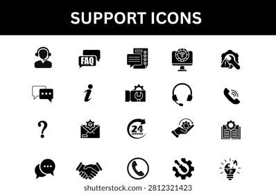 Customer Support Icons Set Vector Collection with 32 Help Desk and Service Symbols