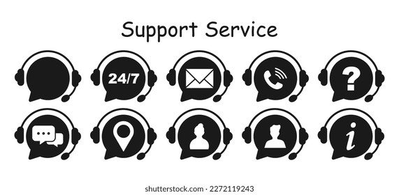 Customer Support Icons,Service Desk Symbols,Helpdesk Vector Icons,Contact Center Symbols,Support Hotline Icons,
Technical Support Symbols,
Call Support Vector Icons,
Headset Communication Symbols,