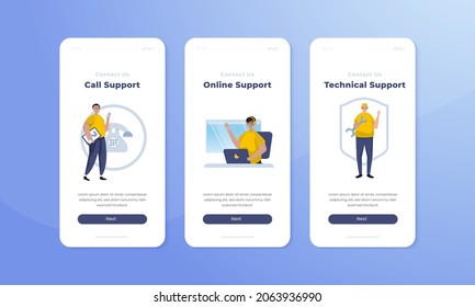 Customer support illustration for contact us website page on onboard screen design