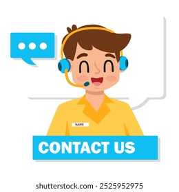"Customer Support Illustration - Friendly Contact Us Vector Design"