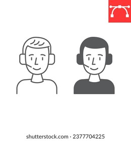 Línea de asistencia al cliente e icono de glifo, centro de llamadas y ayuda, icono de vector de servicio al cliente, gráficos vectoriales, símbolo de contorno de trazo editable, eps 10.