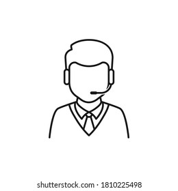 Icono de línea de asistencia al cliente. concepto de símbolo de operador aislado en fondo blanco. Ilustración del vector