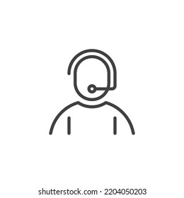 Kundendienst-Symbol Lineares Motivschild des Call Center Betreibers für mobiles Konzept und Webdesign. Mann mit Headset Umriss-Vektorsymbol. Symbol, Logo-Abbildung. Vektorgrafik