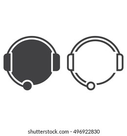 Customer support line icon, Call center outline and filled vector sign, linear and full pictogram isolated on white, logo illustration