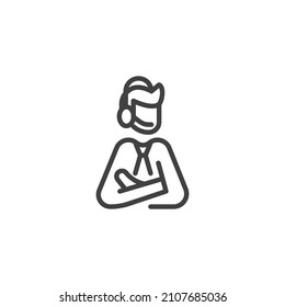 Icono de línea de asistencia al cliente. signo de estilo lineal para concepto móvil y diseño web. Icono de vector de esquema de servicio al cliente. Símbolo, ilustración del logotipo. Gráficos vectoriales