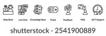 Customer support line icon set. help desk, live chat, knowledge base, ticket, feedback, FAQ, support