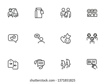 Customer support line icon set. Operator, employee, call center. Service concept. Can be used for topics like online help, shopping, hotline