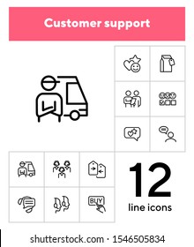 Customer support line icon set. Operator, employee, call center. Service concept. Can be used for topics like online help, shopping, hotline