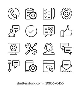Customer support line icons set. Modern graphic design concepts, simple outline elements collection. Vector line icons