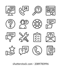 Customer support line icons set. Modern thin line design. Outline symbols collection. Vector line icons