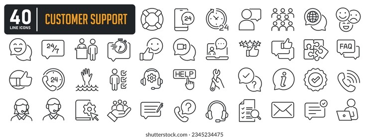 Customer support line icons. For website marketing design, logo, app, template, ui, etc. Vector illustration.