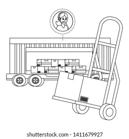 customer support logistics service cartoon