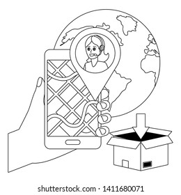 customer support logistics service cartoon