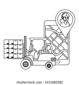 customer support logistics service cartoon
